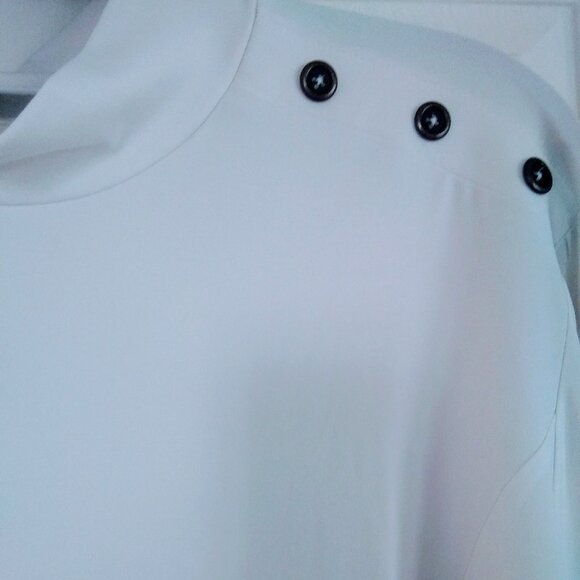 Susan Graver Liquid Knit Ivory Mockneck Fit & Flare Top- 5XP- NWT - Picture 2 of 5